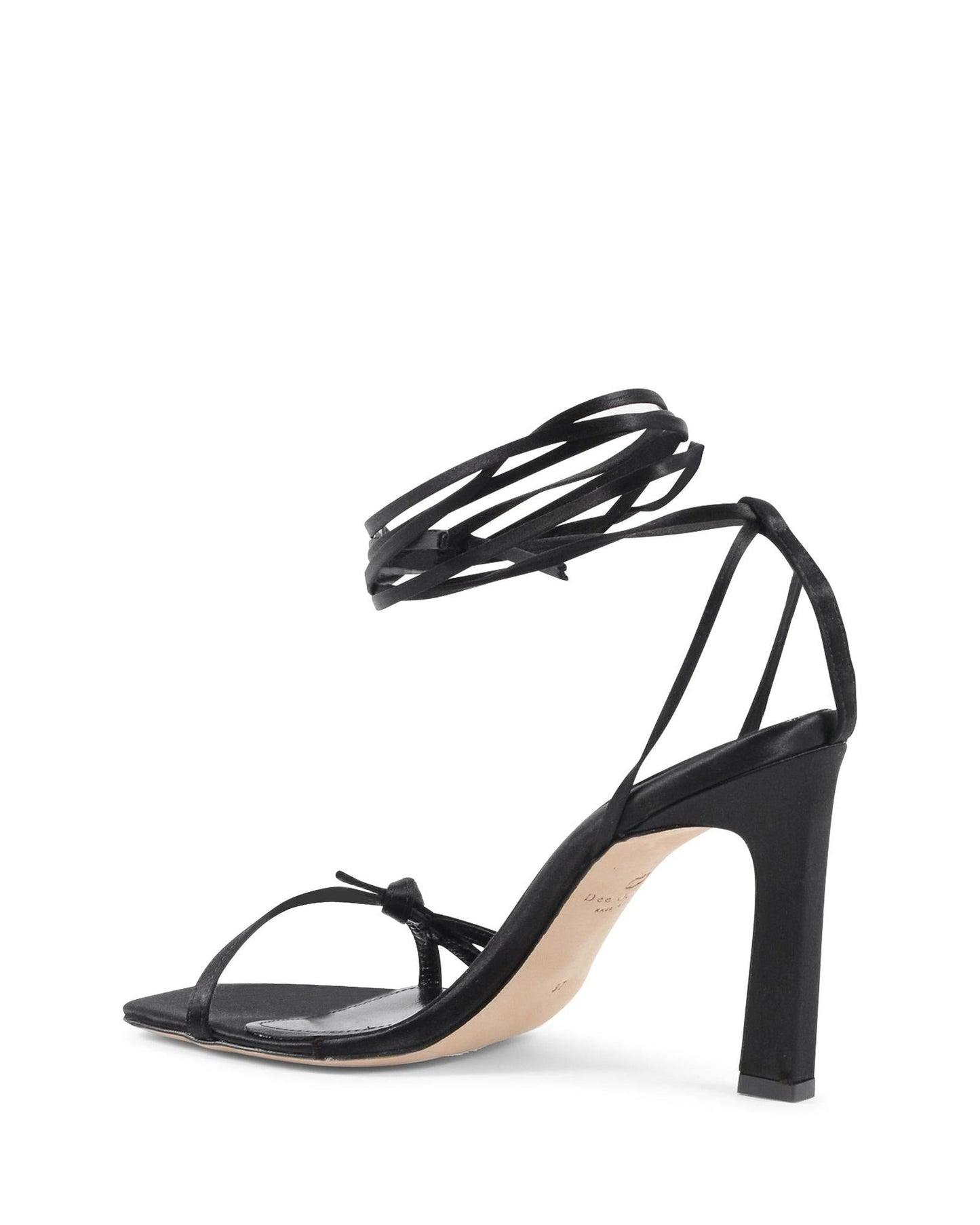 Dee Ocleppo Black Satin Strap-On Sandals