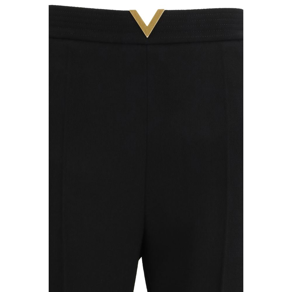 Valentino Black Fleece Wool Flared Pants