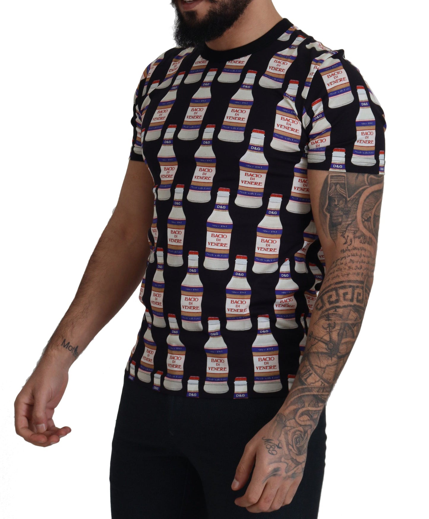 تي شيرت دولتشي آند غابانا قطن أسود من نوع Bacio Di Venere