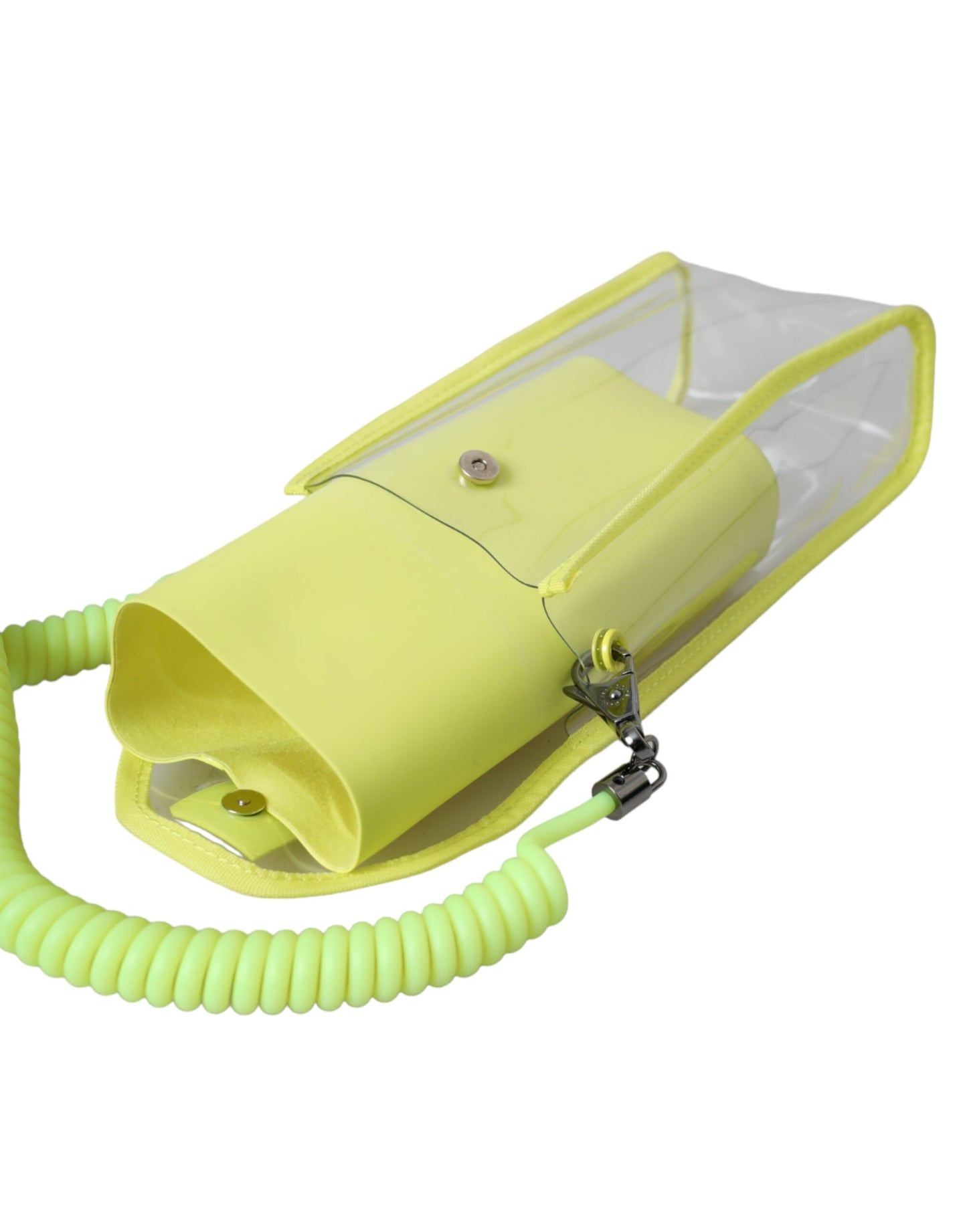 محفظة دولتشي آند غابانا بحزام للرقبة وشعار DG باللون الأصفر والأخضر من البلاستيك