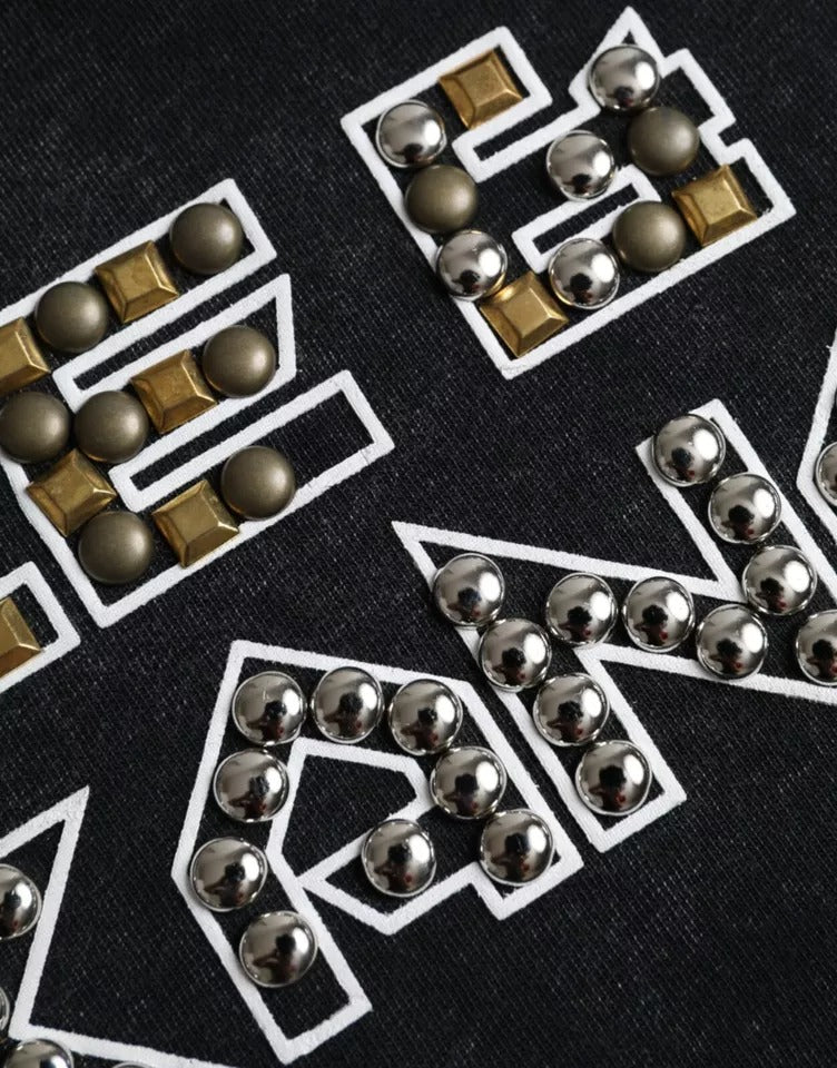 تي شيرت رجالي من دولتشي آند غابانا، قطني، بياقة دائرية، مطبوع عليه شعار دولتشي آند غابانا الأسود