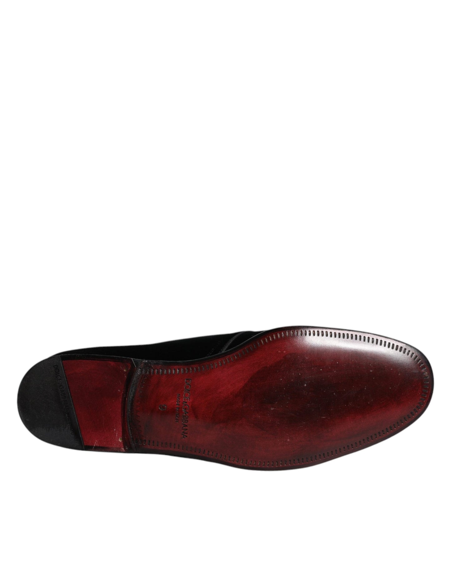 حذاء ديربي دولتشي آند غابانا أسود مخملي من الجلد برباط