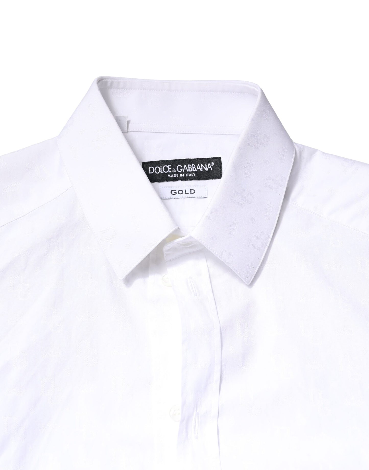 Dolce & Gabbana White GOLD Cotton Long Sleeves Dress Shirt