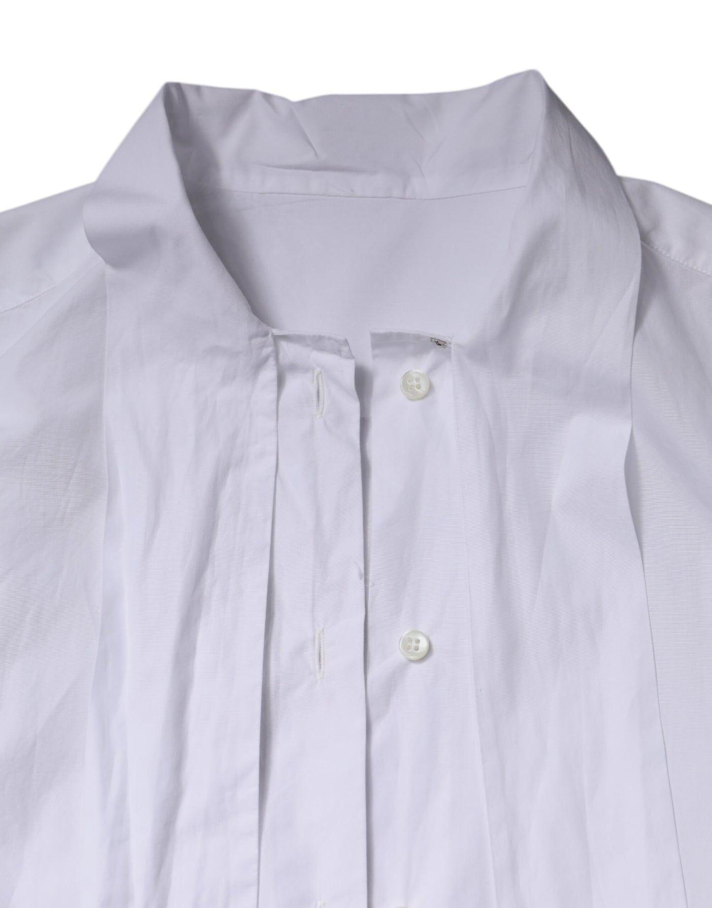 بلوزة دولتشي آند غابانا بيضاء بأكمام طويلة وياقة أسكوت