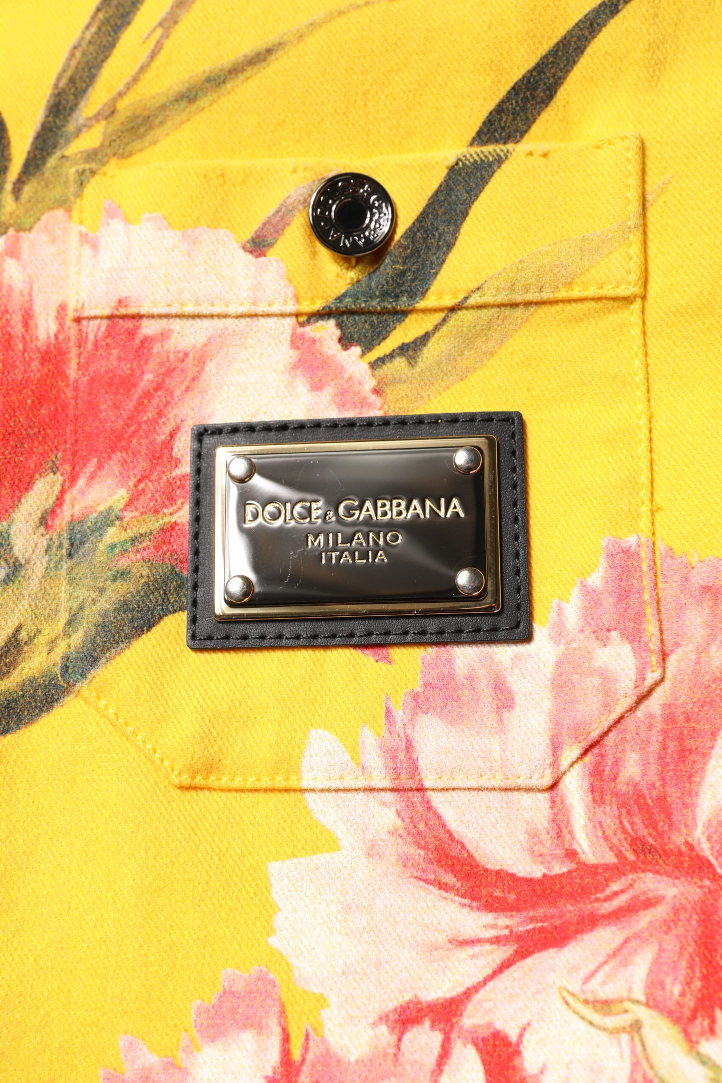 Dolce & Gabbana Yellow Floral Men Button Down Casual Shirt