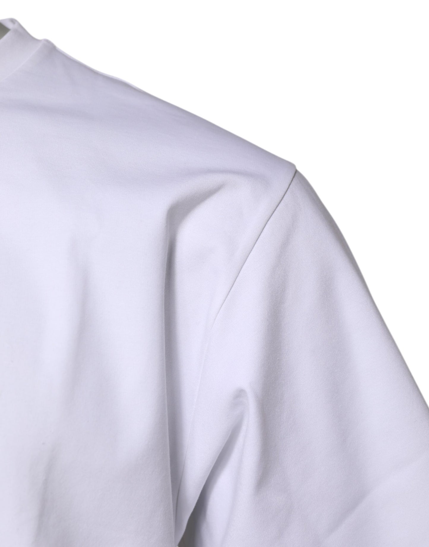 تي شيرت دولتشي آند غابانا أبيض قطني بأكمام قصيرة ورقبة دائرية