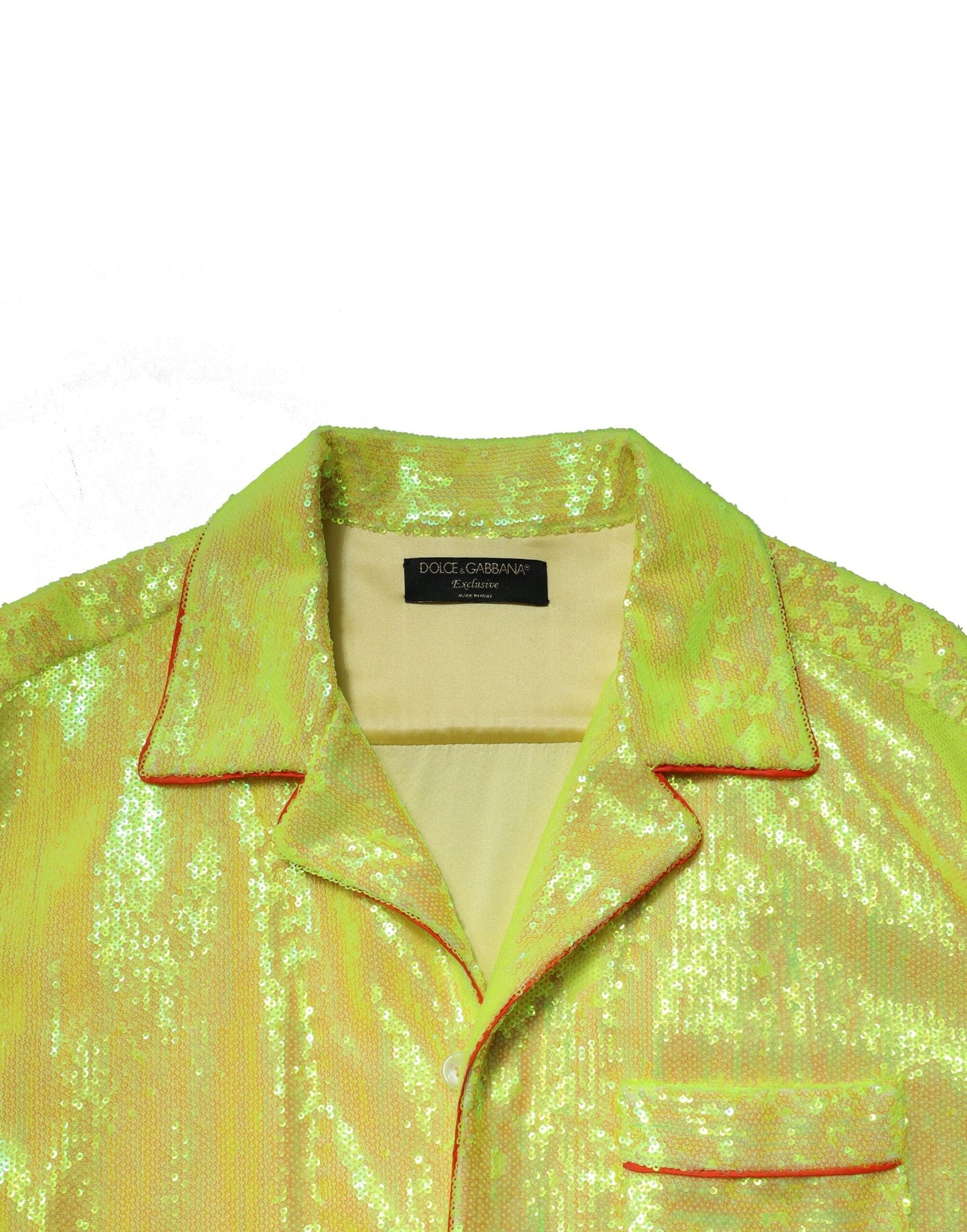 Dolce & Gabbana Yellow Sequin Polyester Lounge Casual Shirt