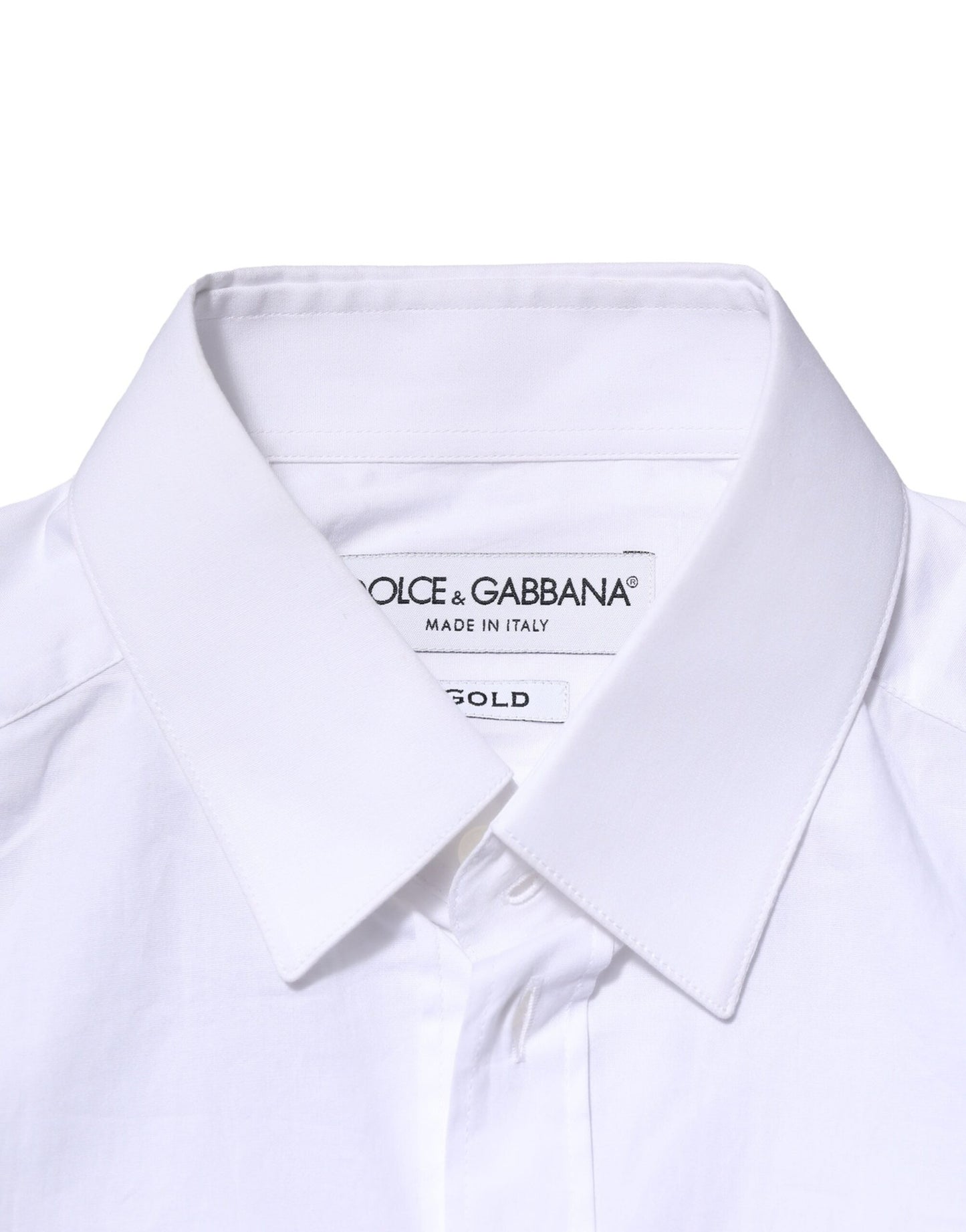 Dolce & Gabbana White Cotton GOLD Long Sleeves Dress Shirt