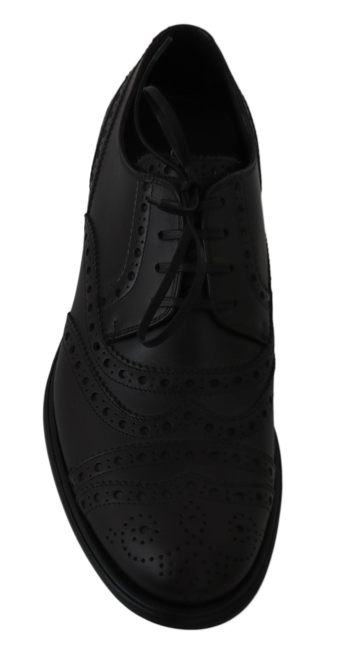 Dolce & Gabbana Black Leather Wingtip Oxford Dress Shoes