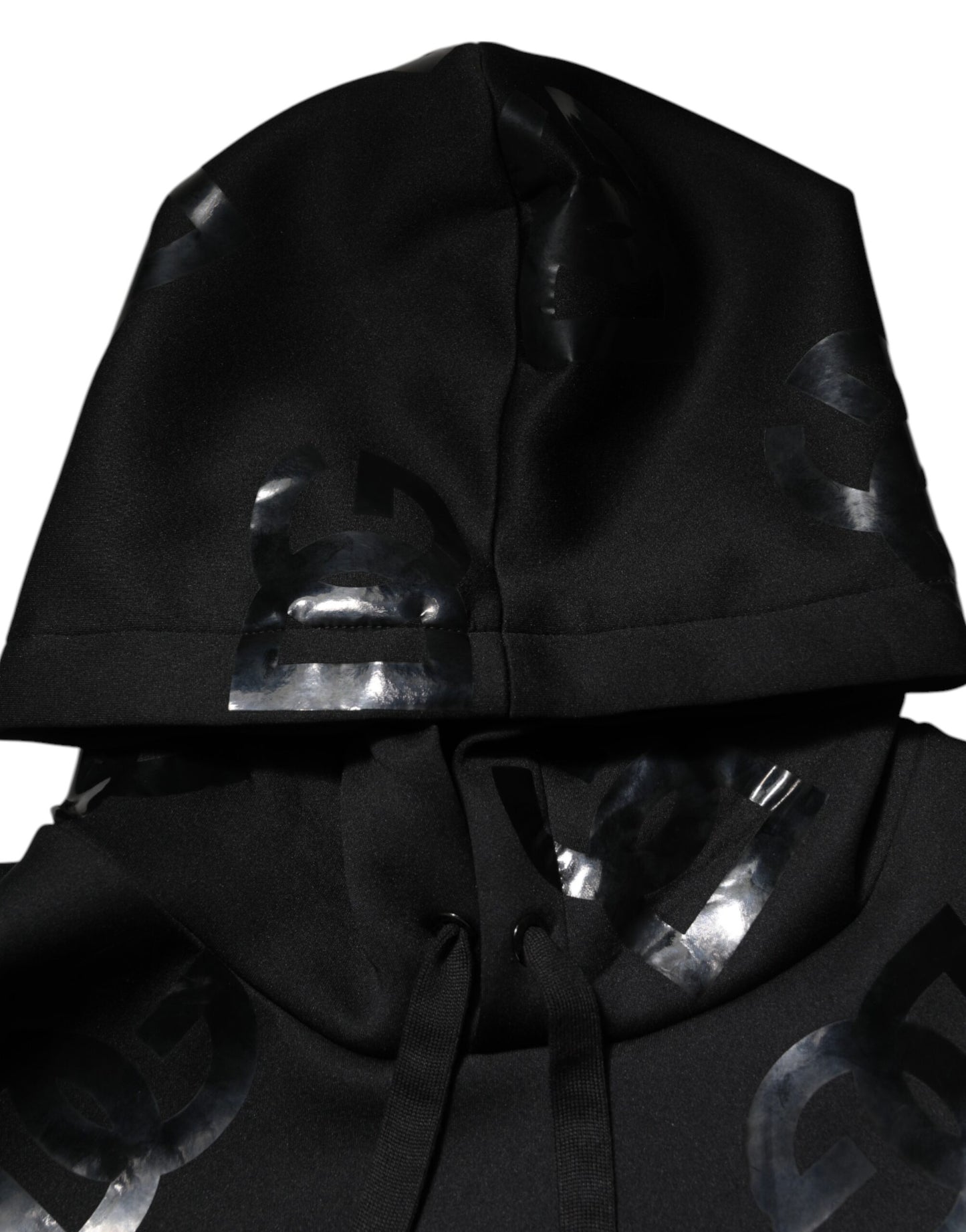 Dolce & Gabbana Black DG Logo Hoodie Metallic Print Sweater