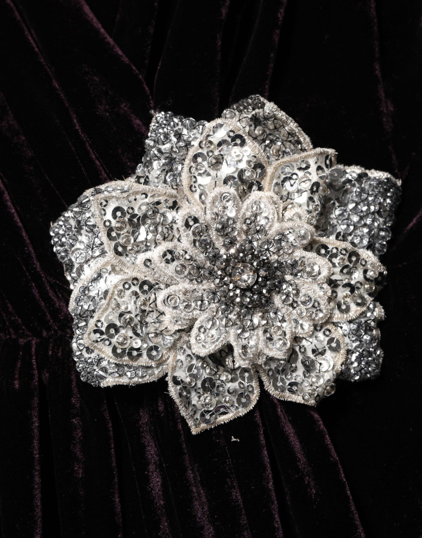 Dolce & Gabbana Black Velvet Flower Embellishment Aline Dress