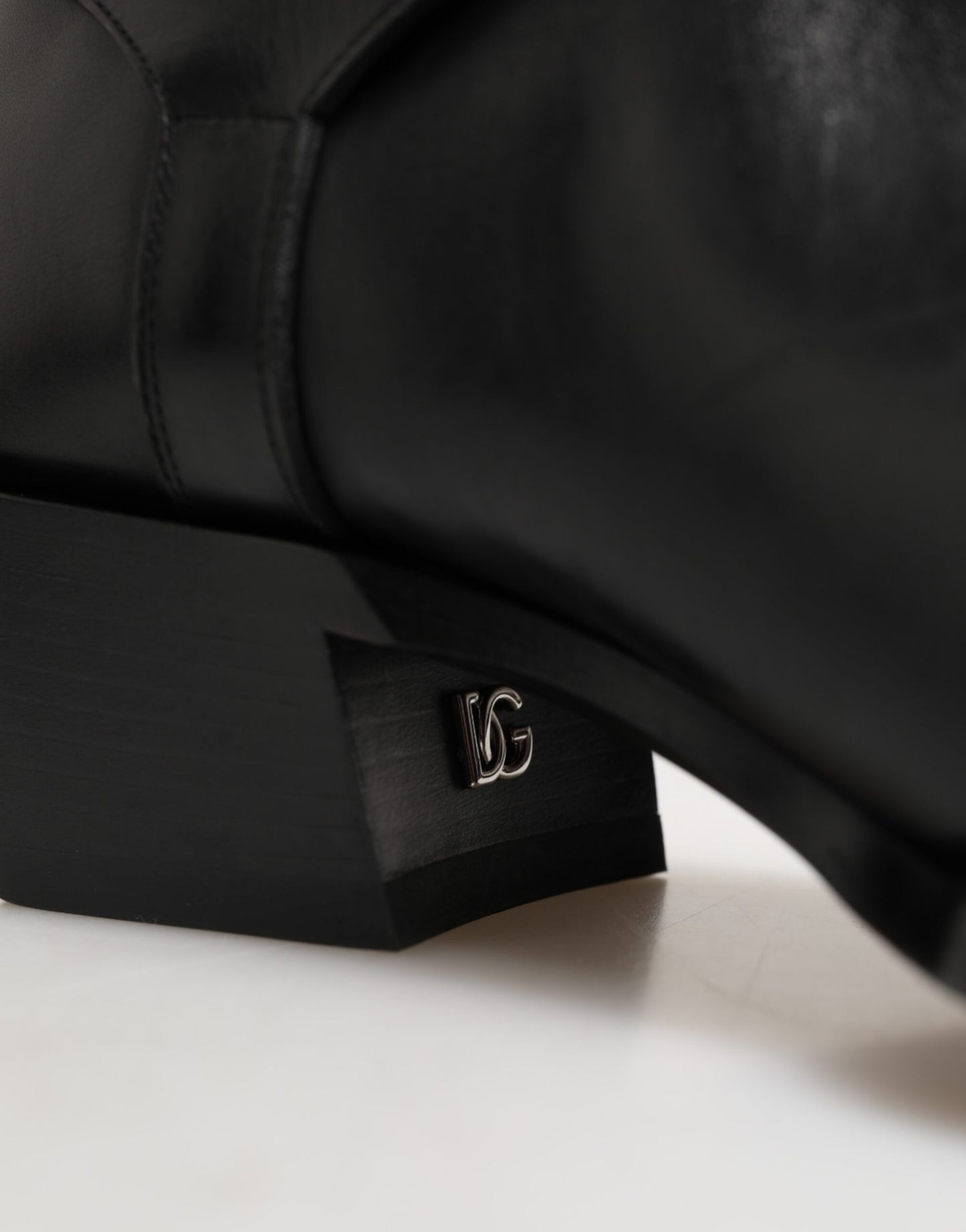Dolce & Gabbana Black Logo Plaque Over The Calf Boot Shoes