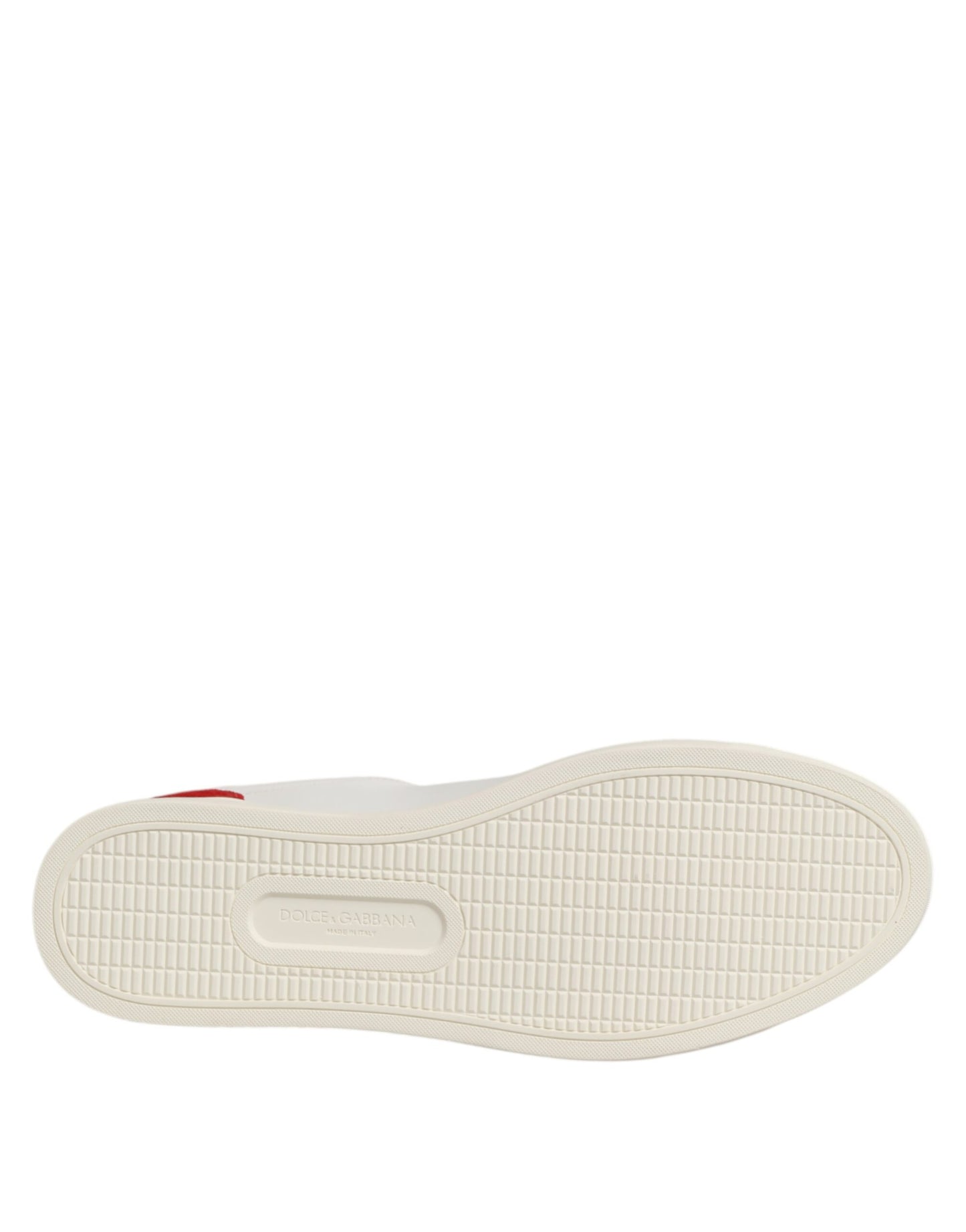 Dolce & Gabbana White Red Leather Low Top Men Sneakers Shoes