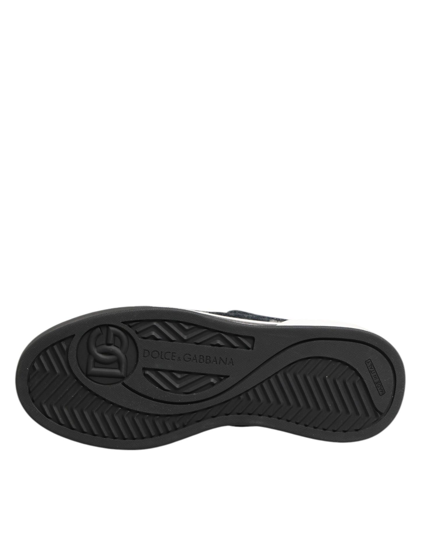 حذاء سنيكرز دولتشي آند غابانا أزرق من القطن والدنيم بشعار منخفض الرقبة