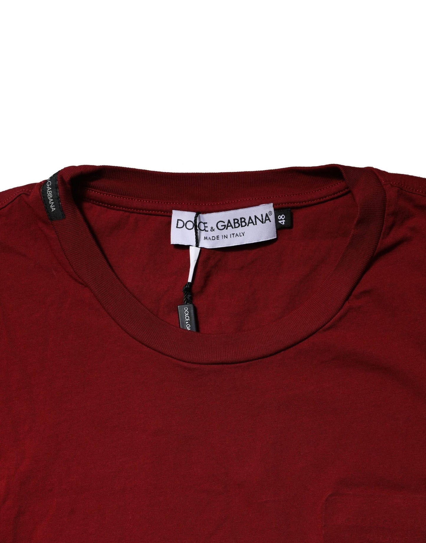 Dolce & Gabbana Maroon Cotton Crew Neck Short Sleeves T-Shirt