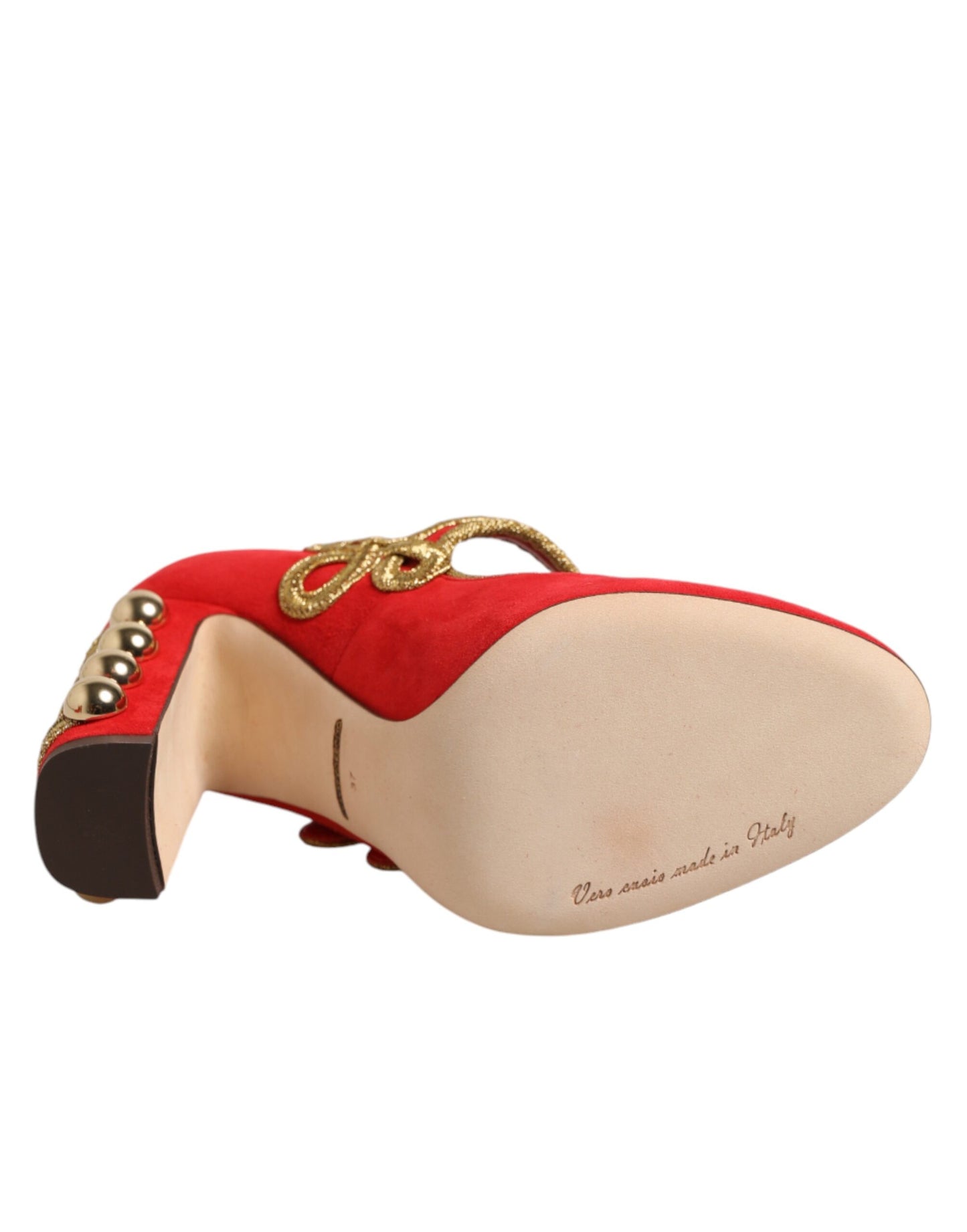 Dolce & Gabbana Red Embellished MARY JANES Pumps Shoes