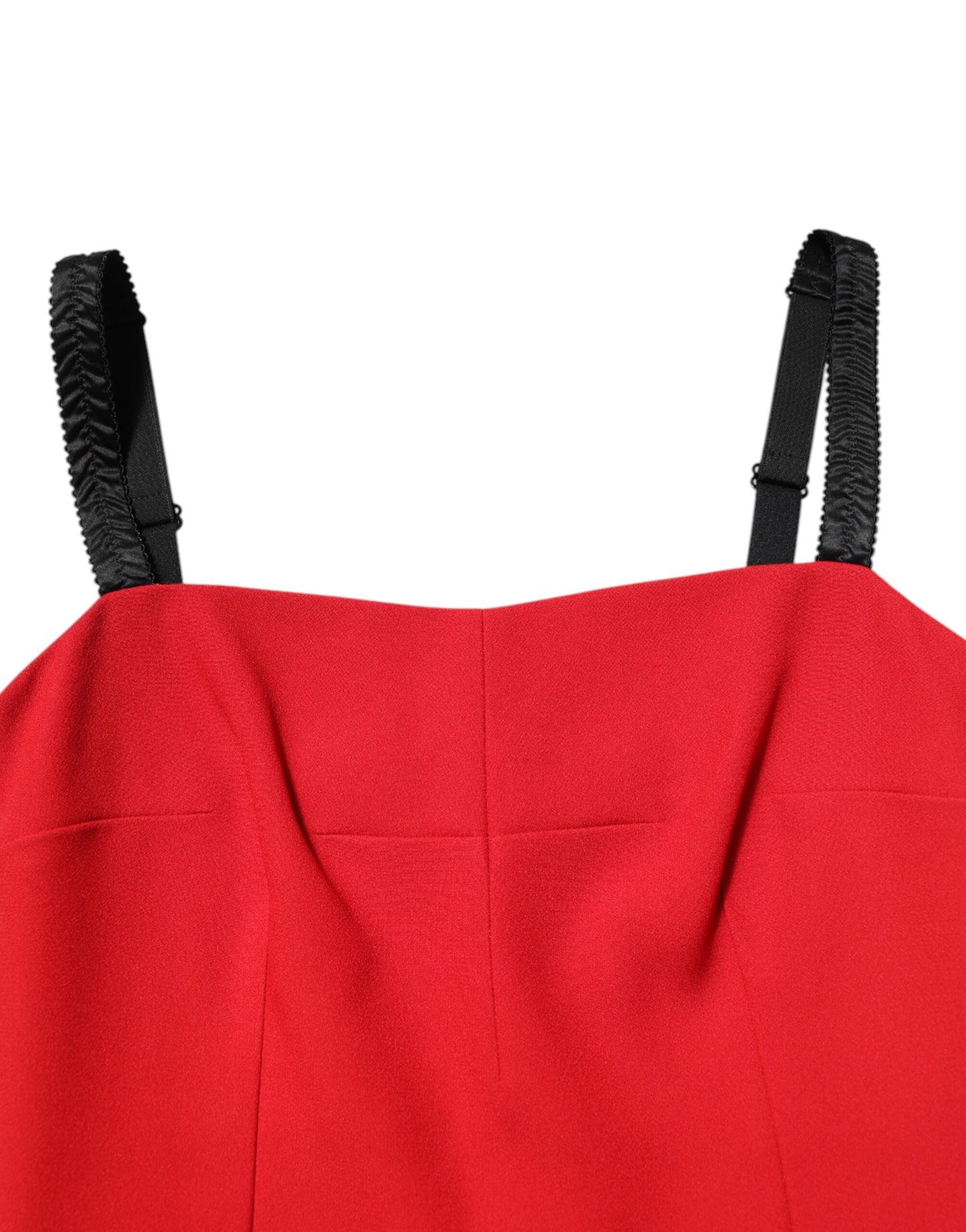 فستان دولتشي آند غابانا الأحمر المرن الضيق بطول الركبة