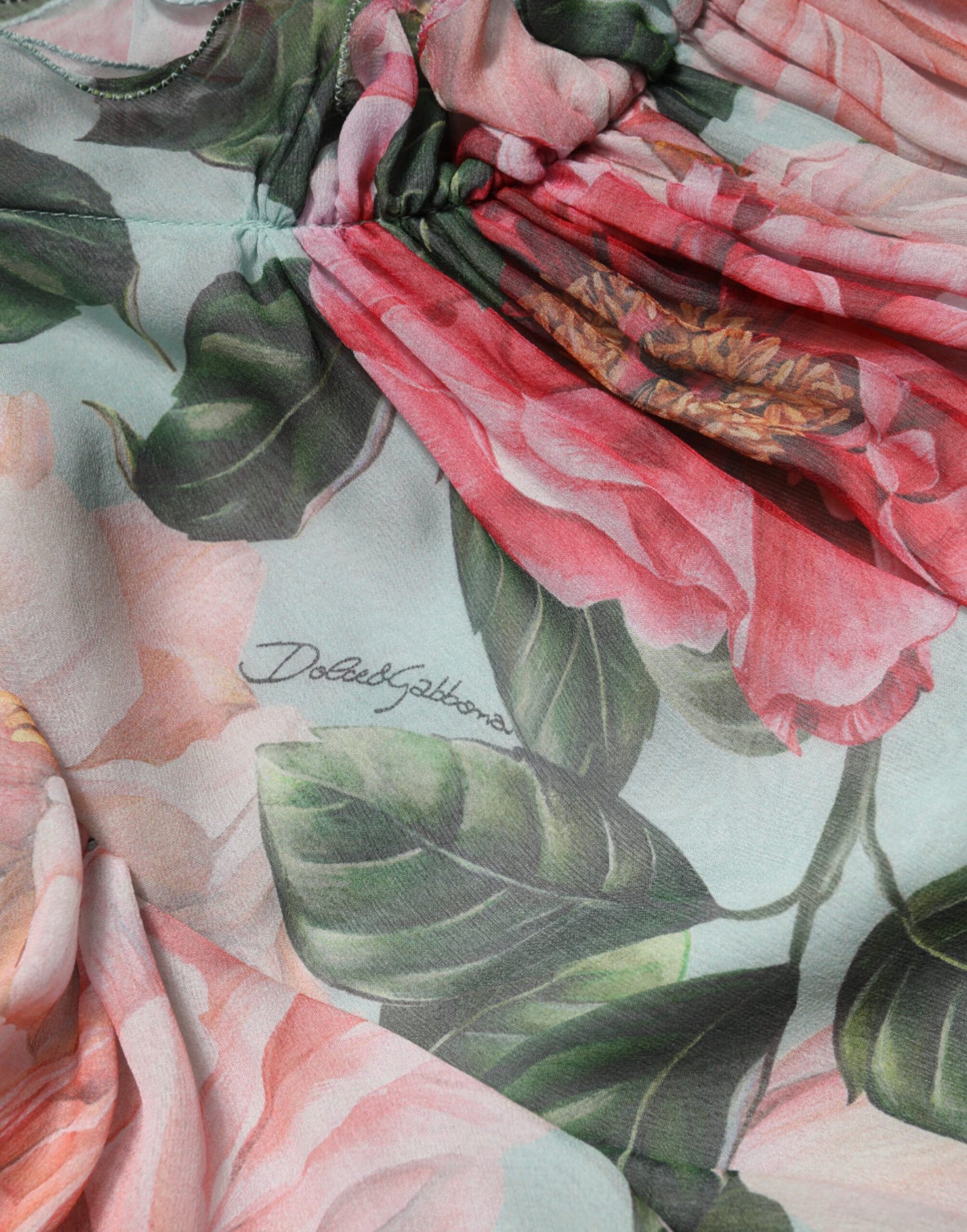 Dolce & Gabbana Multicolor Floral Silk Chiffon Pleated Mini Dress