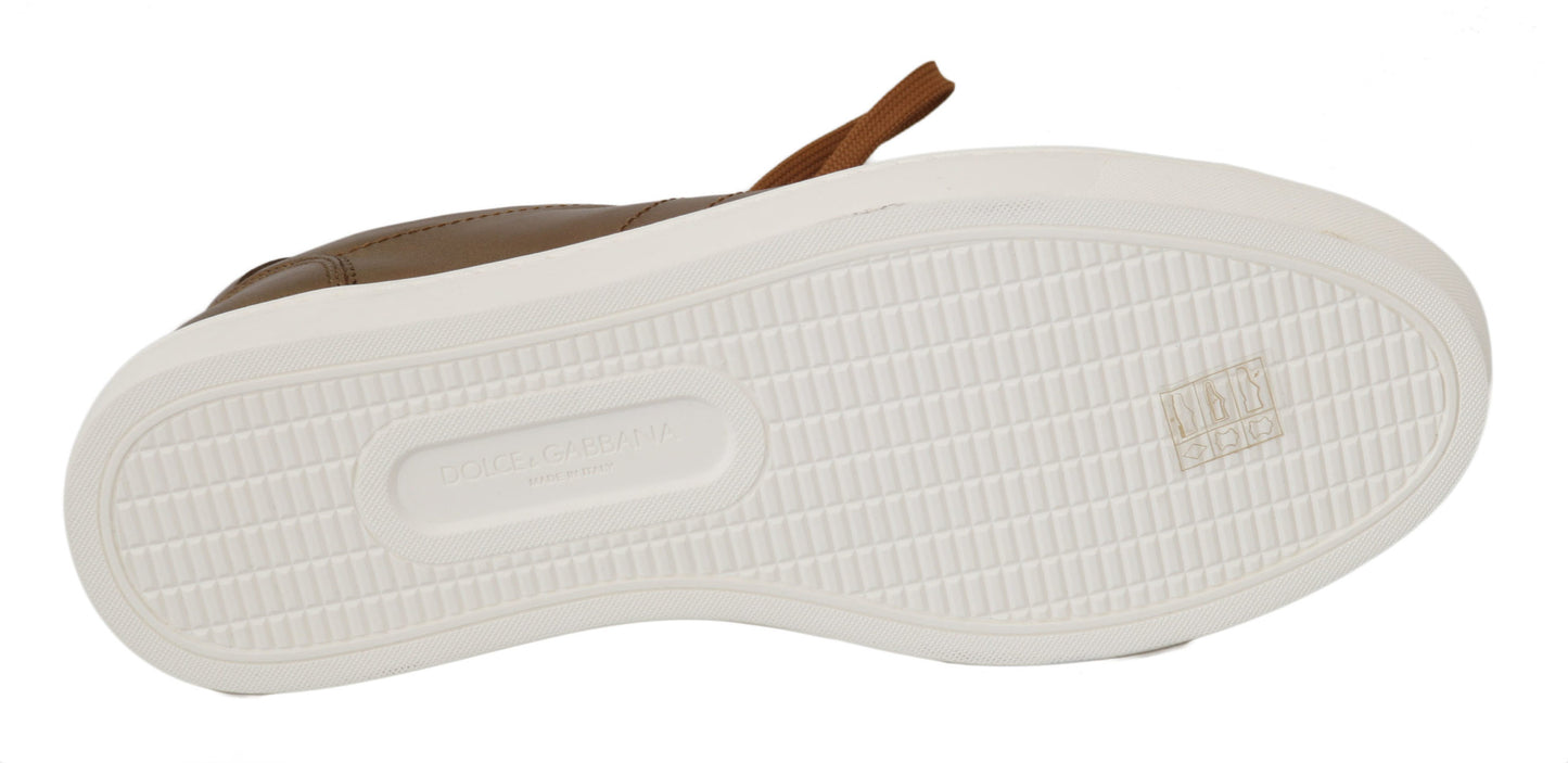 حذاء رياضي رجالي كاجوال من الجلد الذهبي من دولتشي آند غابانا