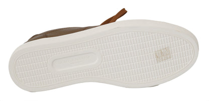 حذاء رياضي رجالي كاجوال من الجلد الذهبي من دولتشي آند غابانا