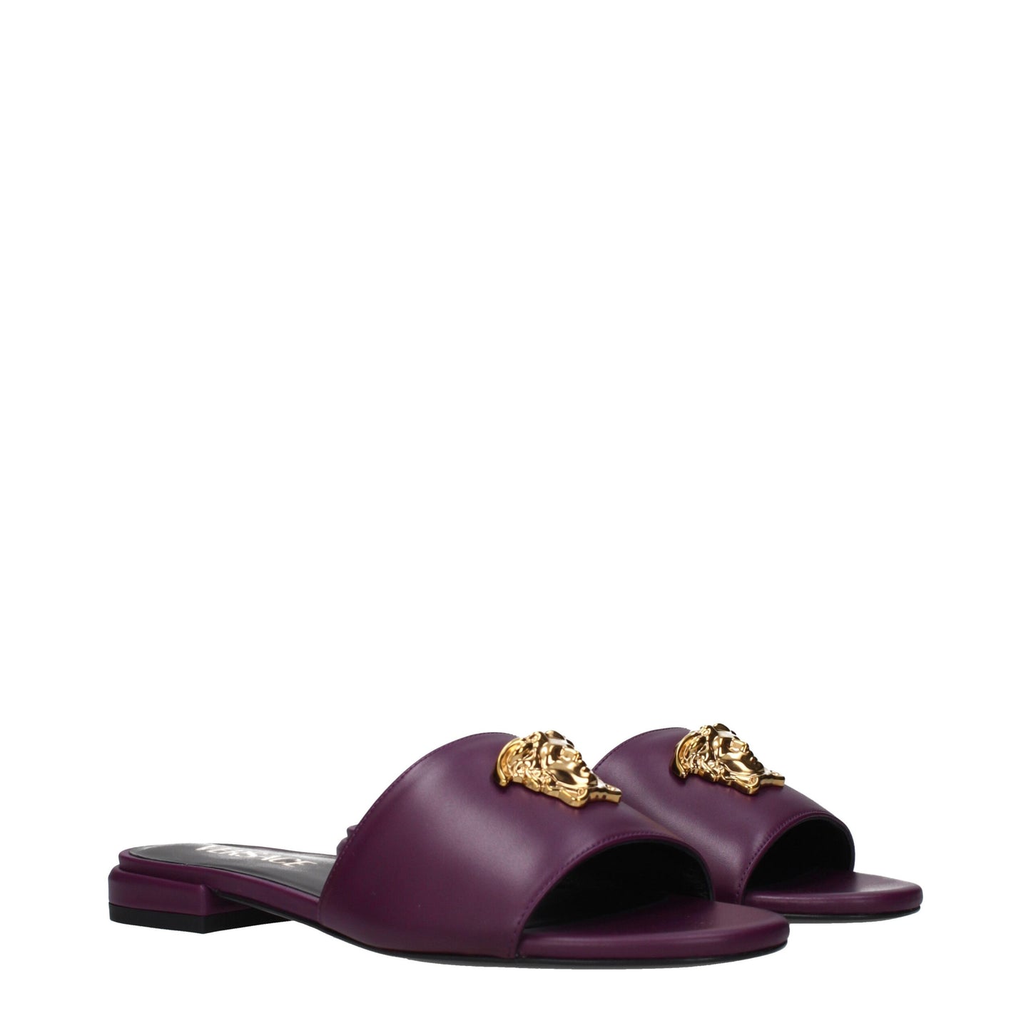 Versace Purple Leather Slippers