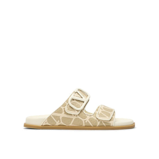 Valentino Garavani Bicolor Fabric Flat Sandals