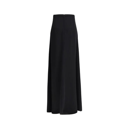 Valentino Black Silk Long Skirt