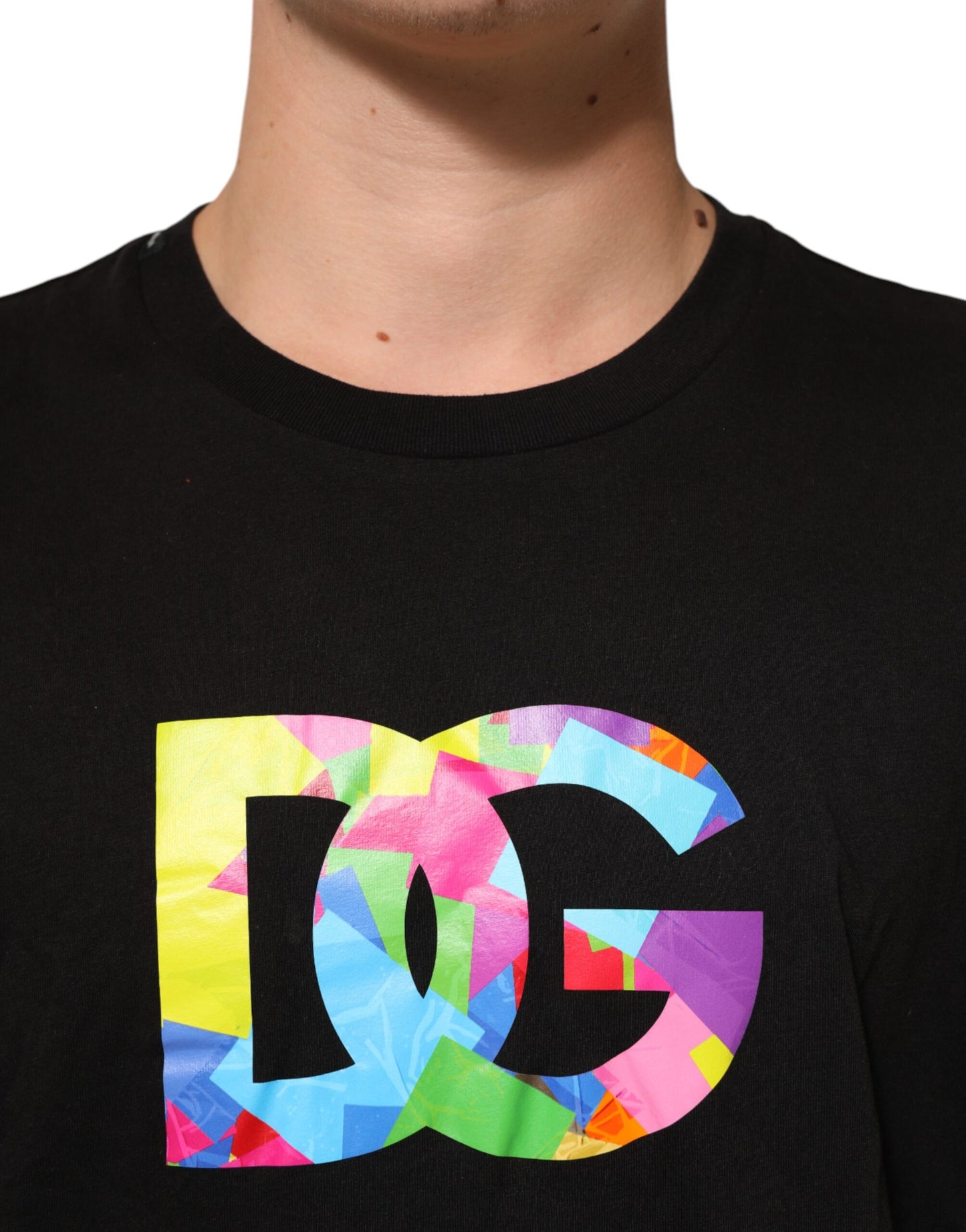 Dolce & Gabbana Black Logo Print Cotton Crew Neck T-shirt