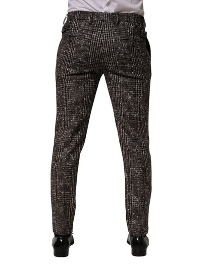 Dolce & Gabbana Brown Wool Plaid Skinny Dress Trouser Pants