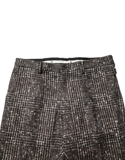 Dolce & Gabbana Brown Wool Plaid Skinny Dress Trouser Pants