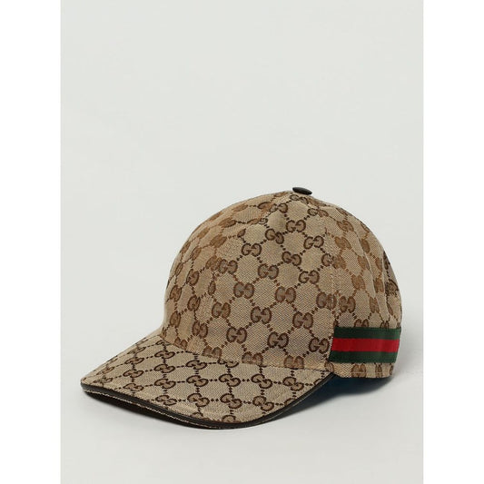 Gucci Beige Cotton And Leather Cap (Baseball Hat)