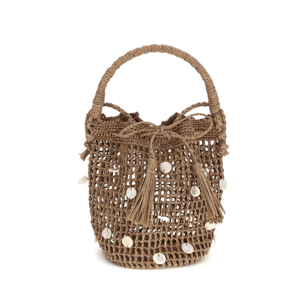 Alanui Brown Raffia Backet Bag