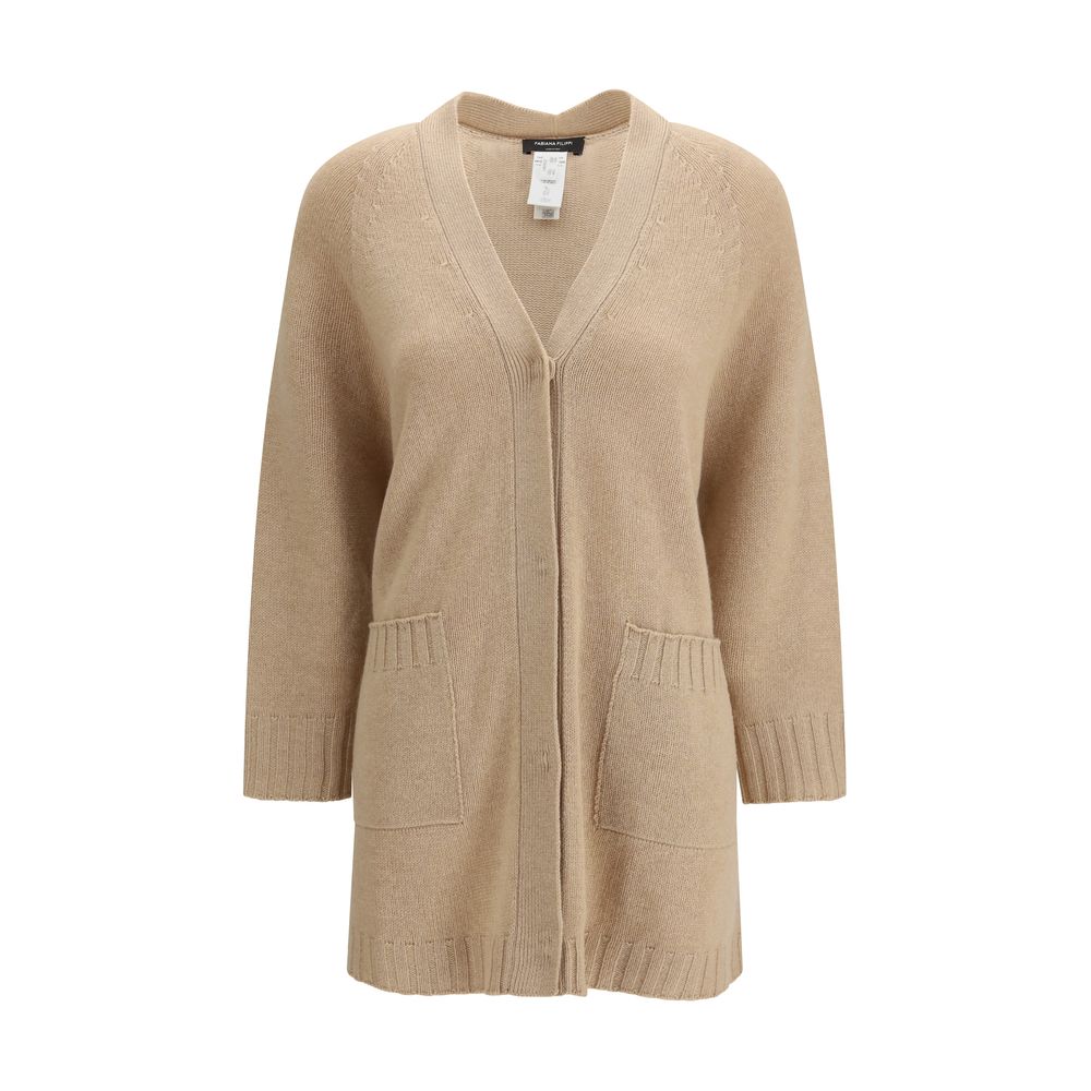 Fabiana Filippi Beige Fleece Wool Cardigan