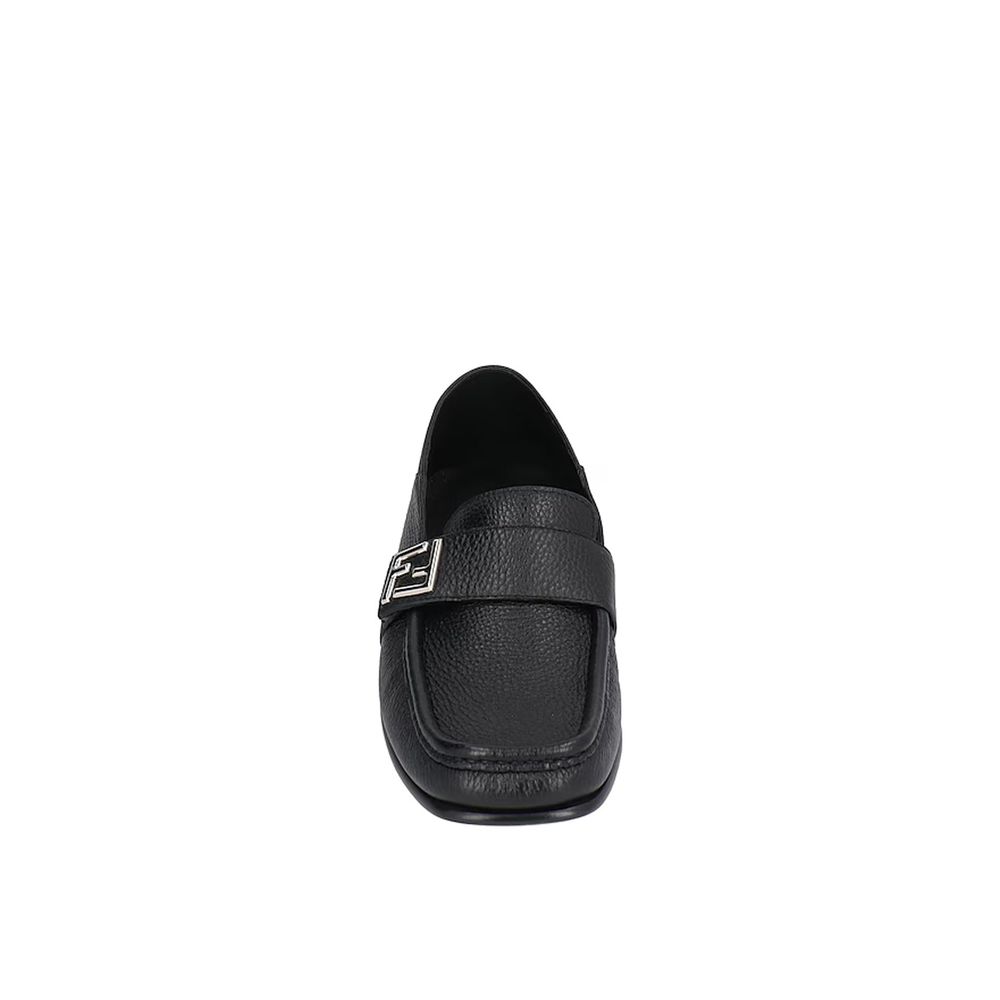 Fendi Black Calfskin Slip-On Loafers
