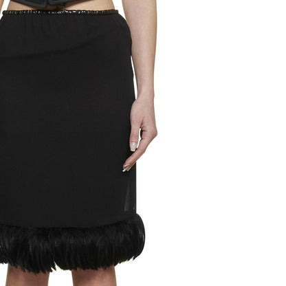 Saint Laurent Black Silk Midi Skirt