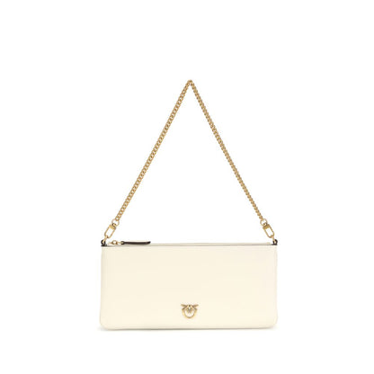 PINKO White Calf Leather Bos Taurus Shoulder Bag