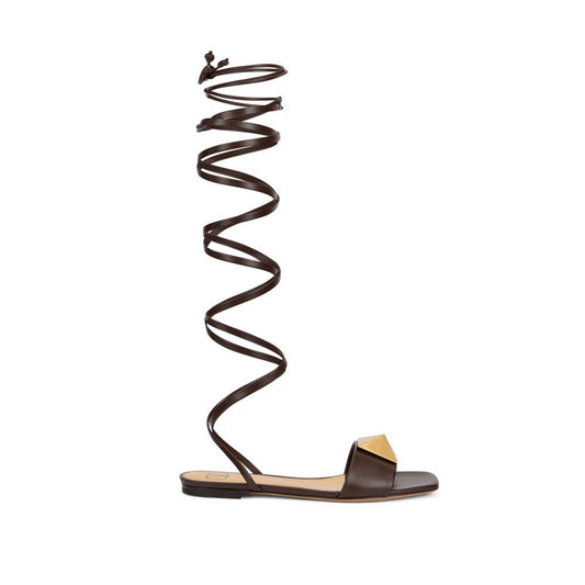 Valentino Garavani Brown Leather Strap-On Sandals