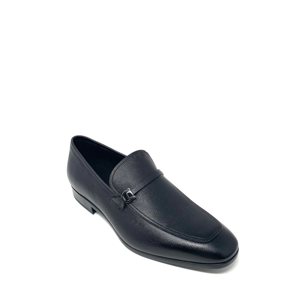 Salvatore Ferragamo Black Calfskin Slip-On Loafers