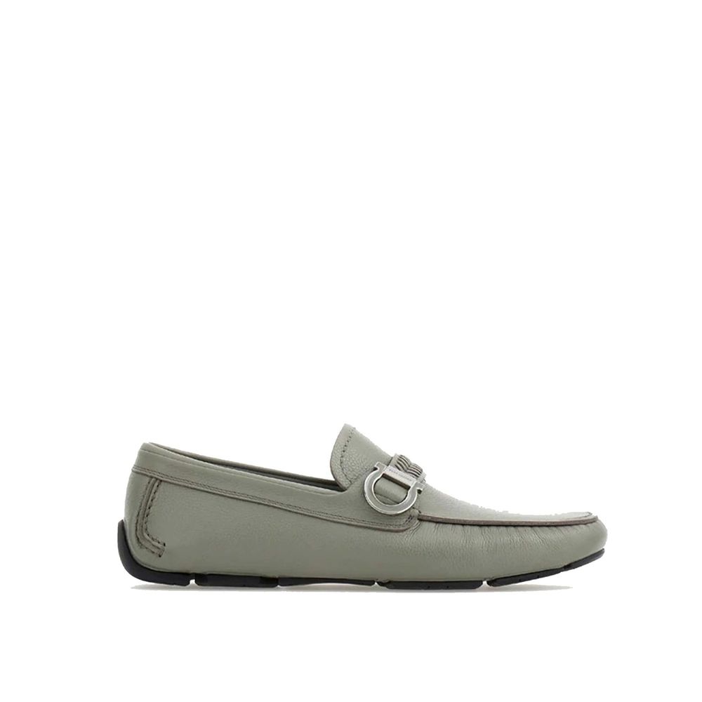 Salvatore Ferragamo Gray Calfskin Slip-On Loafers