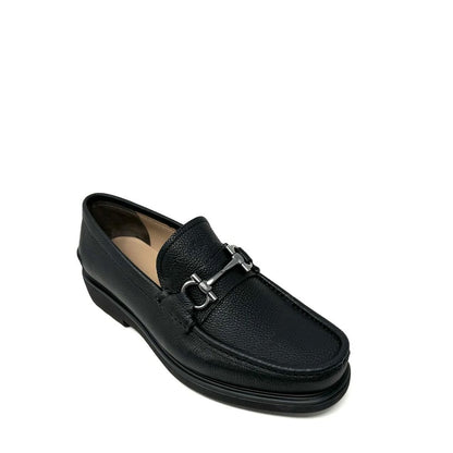 Salvatore Ferragamo Black Calfskin Slip-On Loafers