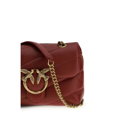 PINKO Bordeaux Calf Leather Bos Taurus Shoulder Bag
