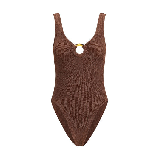 Hunza G Brown Polyamide One-Piece Swimsuit
