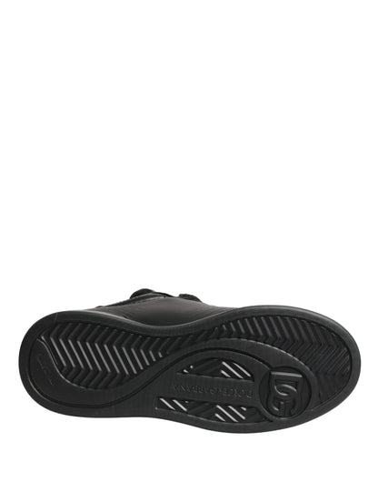 Dolce & Gabbana Black Leather Portofino Low Top Sneakers Shoes