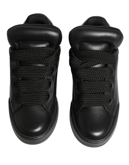 Dolce & Gabbana Black Leather Portofino Low Top Sneakers Shoes