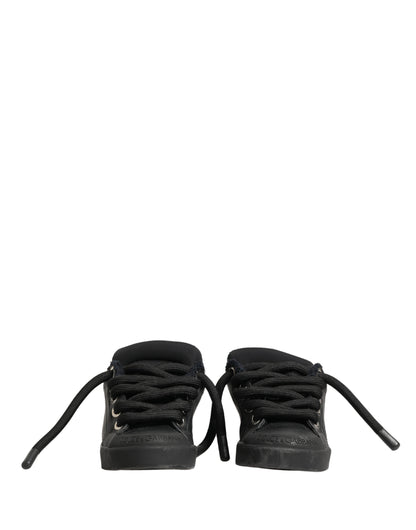 Dolce & Gabbana Black Calf Leather Nappa Lace-Up Sneakers Shoes