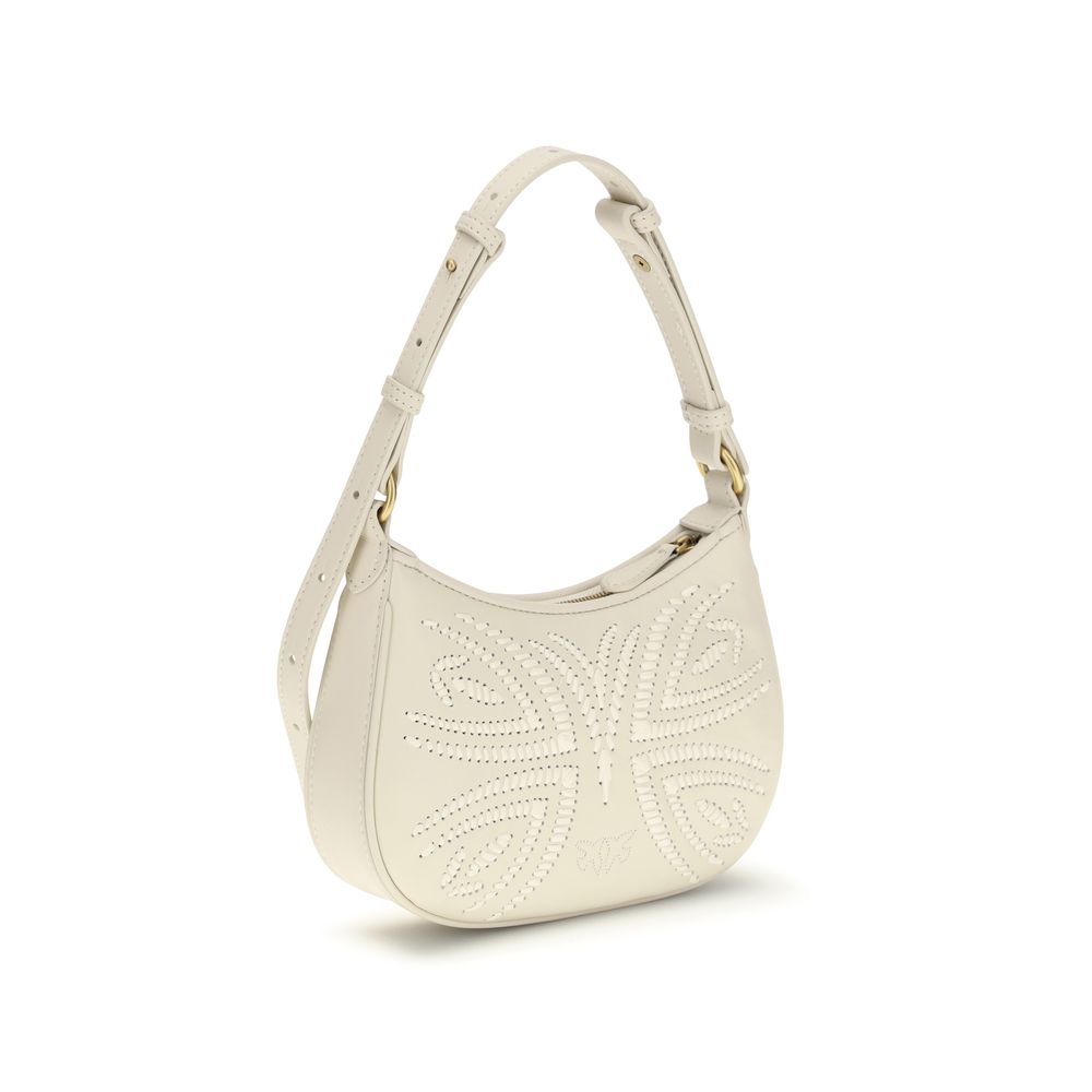 PINKO White Calf Leather Bos Taurus Shoulder Bag