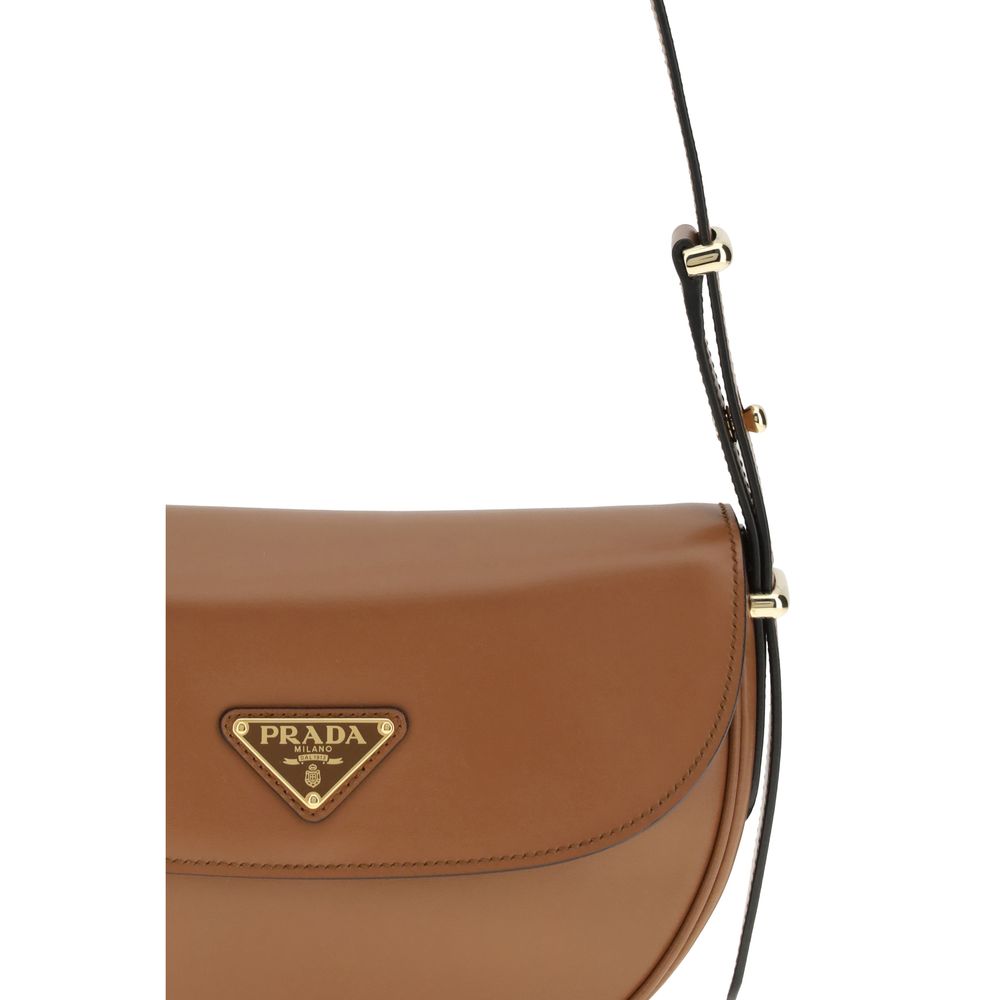 Prada Brown Calf Leather Bos Taurus Shoulder Bag