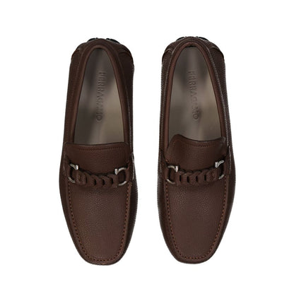 Salvatore Ferragamo Brown Calfskin Slip-On Loafers