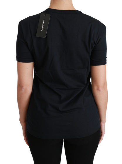 تي شيرت Dolce &amp; Gabbana Blue Amore Patch Crewneck من القطن