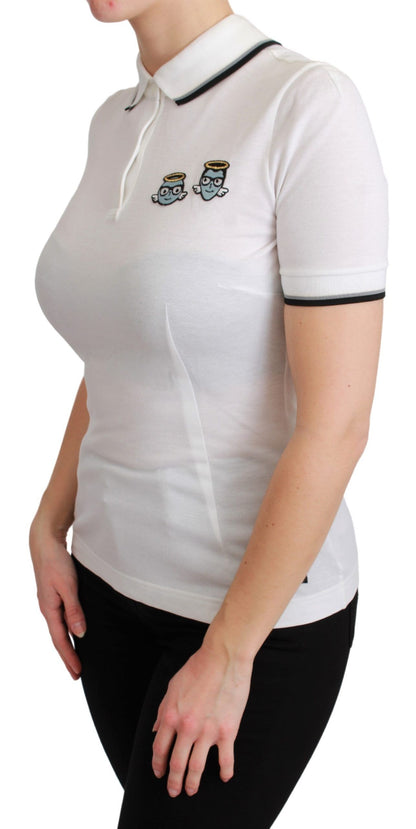 تيشيرت بولو قطني أبيض من دولتشي آند غابانا #dgfamily
